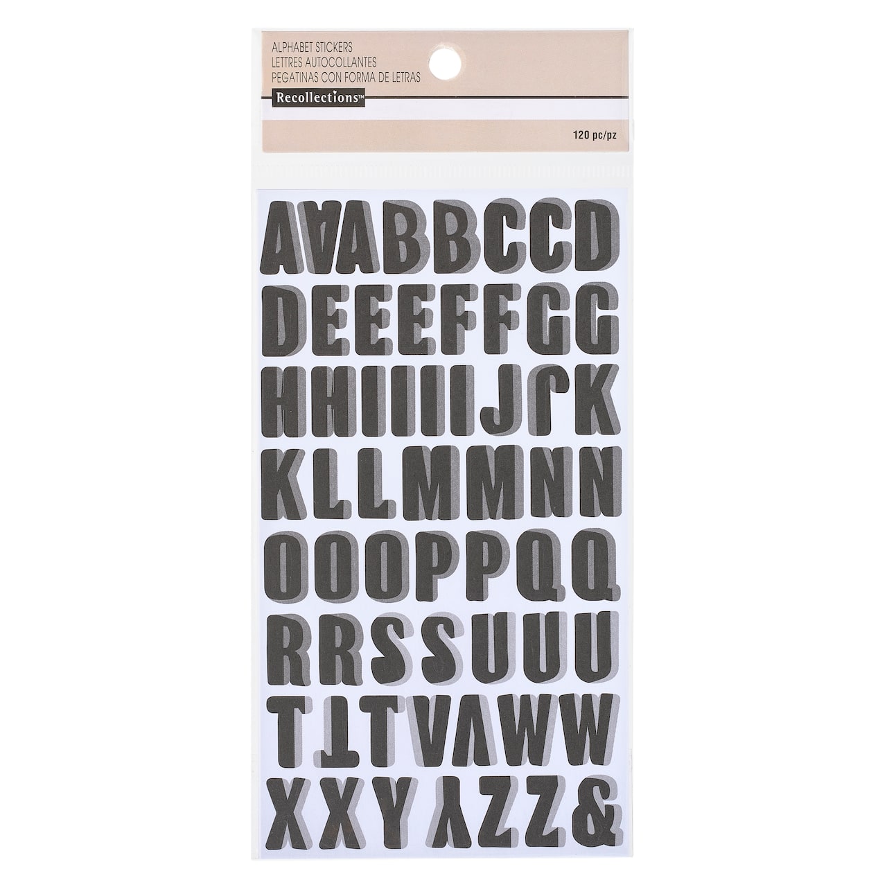 Black Block with Gray Shadow Alphabet Stickers by Recollections™